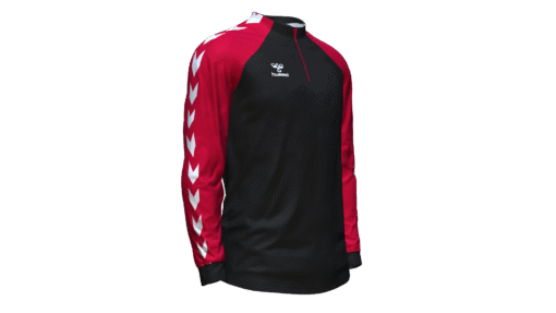 Hummel Club Match 1/2 Zip Jacket - Black-True Red