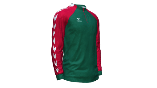 Hummel Club Match 1/2 Zip Jacket - Evergreen-True Red