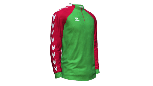 Hummel Club Match 1/2 Zip Jacket - Green Gecko-True Red