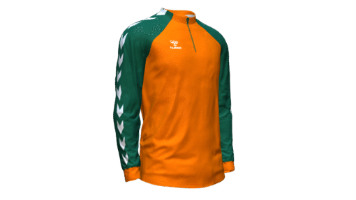 Hummel Club Match 1/2 Zip Jacket - Orange Tiger-Evergreen