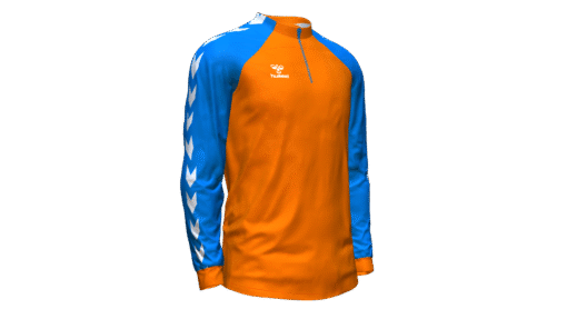 Hummel Club Match 1/2 Zip Jacket - Orange Tiger-True Blue