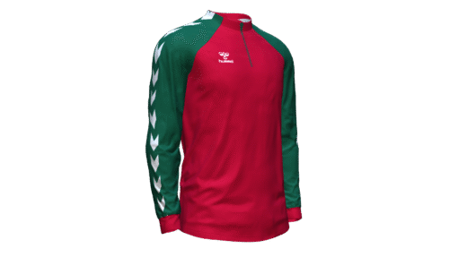 Hummel Club Match 1/2 Zip Jacket - True Red-Evergreen