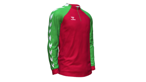 Hummel Club Match 1/2 Zip Jacket - True Red-Green Gecko