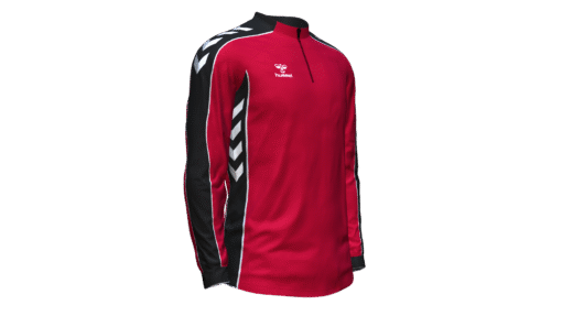 Hummel Club Panel 1/4 Zip Jacket - True Red-Black