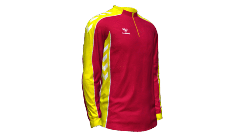 Hummel Club Panel 1/4 Zip Jacket - True Red-Blazing Yellow
