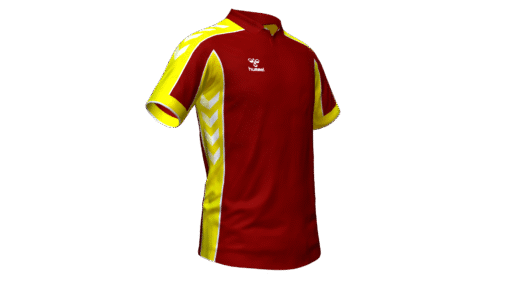 Hummel Club Panel Polo - Maroon-Blazing Yellow