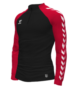 Hummel Match 1/4 Zip Jacket - Black-True Red