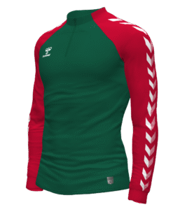 Hummel Match 1/4 Zip Jacket - Evergreen-True Red