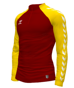 Hummel Match 1/4 Zip Jacket - Maroon-Sports Yellow