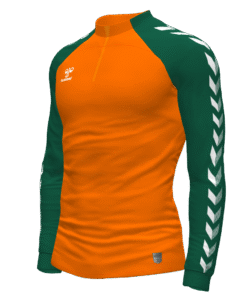 Hummel Match 1/4 Zip Jacket - Orange Tiger-Evergreen