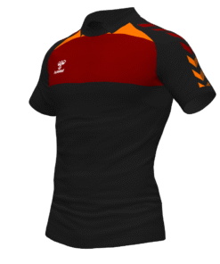Hummel League Polo - Black-Maroon-Orange