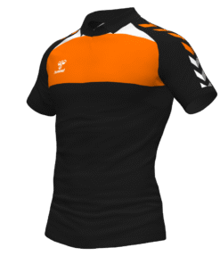 Hummel League Polo - Black-Orange Tiger-White
