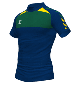 Hummel League Polo - Marine-Evergreen-Sports Yellow